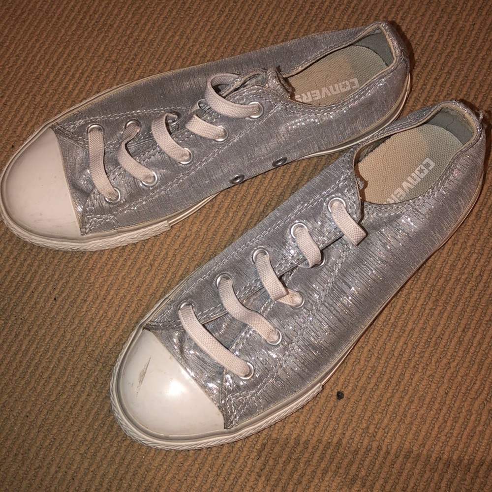 Glittery Silver Converse